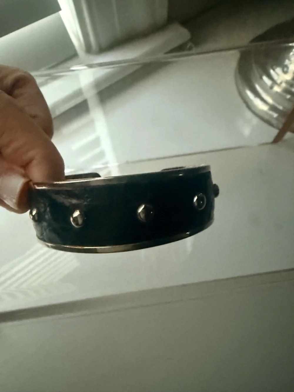 TOD’s Embossed Leather Studded Cuff Bracelet - Vintage Authentic